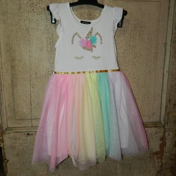 Zunie Dresses Zunie Unicorn Tulle Dress Girls Sz 5 Like New Poshmark